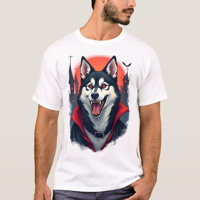 Vampire Husky-bett T Shirt (Framsida)