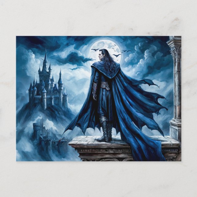 Vampire in Moonlit Castle Scene Vykort (Framsida)