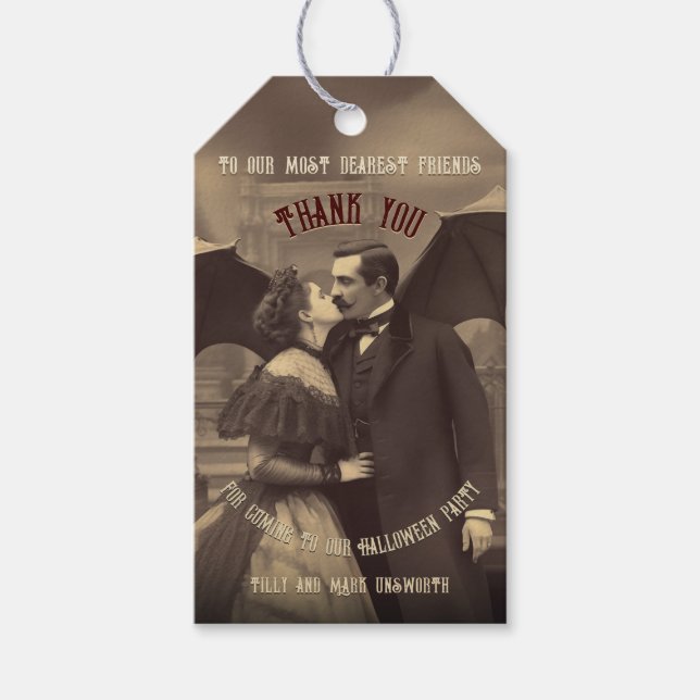 Vampire Kiss Vintage Dracula Halloween Presentetikett (Framsidan)