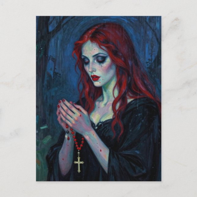 Vampire Lady With Rosary Vykort (Framsida)