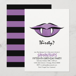 Vampire Läppar Goth Födelsedagsfest inbjudan Card
