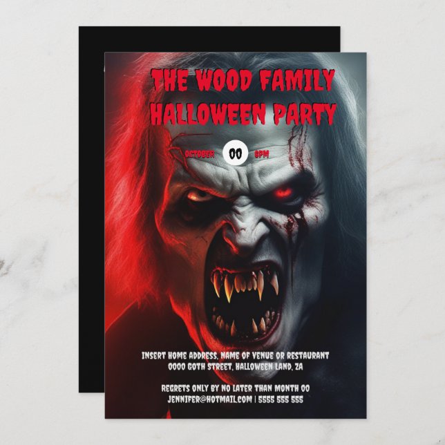 Vampire man vuxnas halloween-odöda inbjudningar (Fram/baksida)