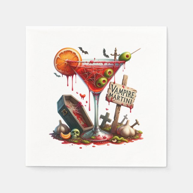 Vampire Martini Halloween Papper Pappersservett (Framsidan)