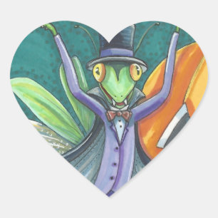 VAMPIRE PRAYING MANTIT, KRYP STICKERS LAKAN Heart Hjärtformat Klistermärke