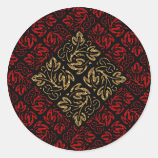 Vampire Red and Guld Damask Gothic Art Runt Klistermärke