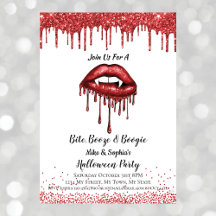 Vampire red glitter läppar Halloween fest vit