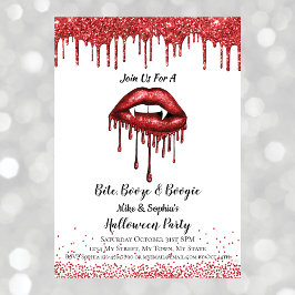Vampire red glitter läppar Halloween fest vit Inbjudningar