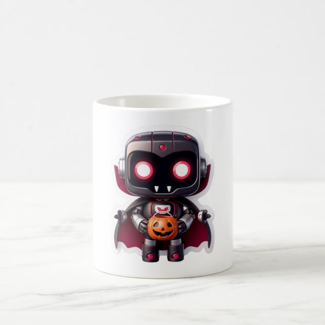 Vampire Robot Halloween Mugg Cute Spooky Tech (Center)