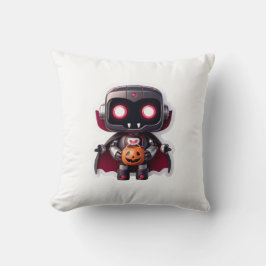 Vampire Robot Halloween Pillow Cute Techy Spook Kudde