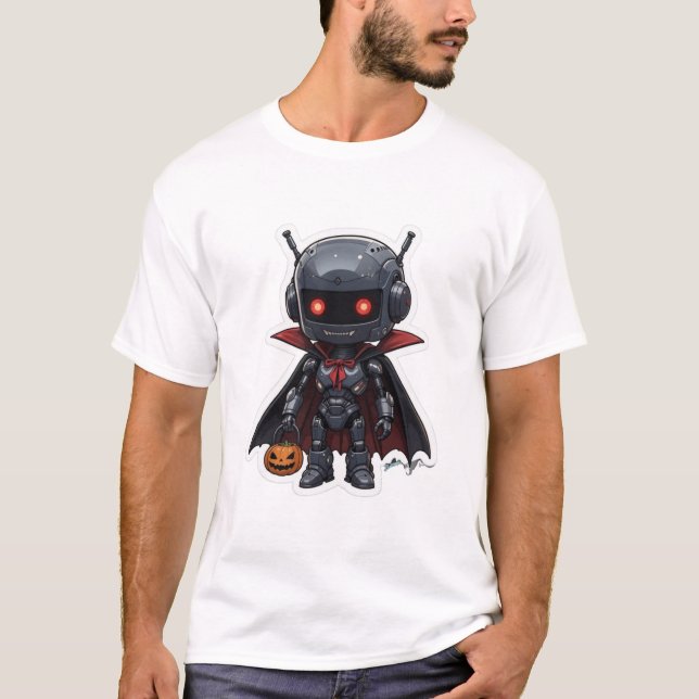 Vampire Robot Halloween T-Shirt Cute Sci-Fi (Framsida)