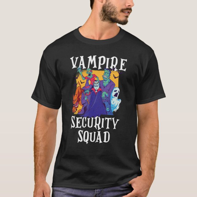 Vampire Security Squad Easy Halloween Costume T Shirt (Framsida)