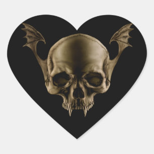 Vampire Skull Hjärtformat Klistermärke