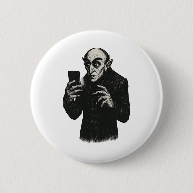 Vampire Smartphone Nosferatu Selfie Count Orlok Ha Knapp (Framsida)