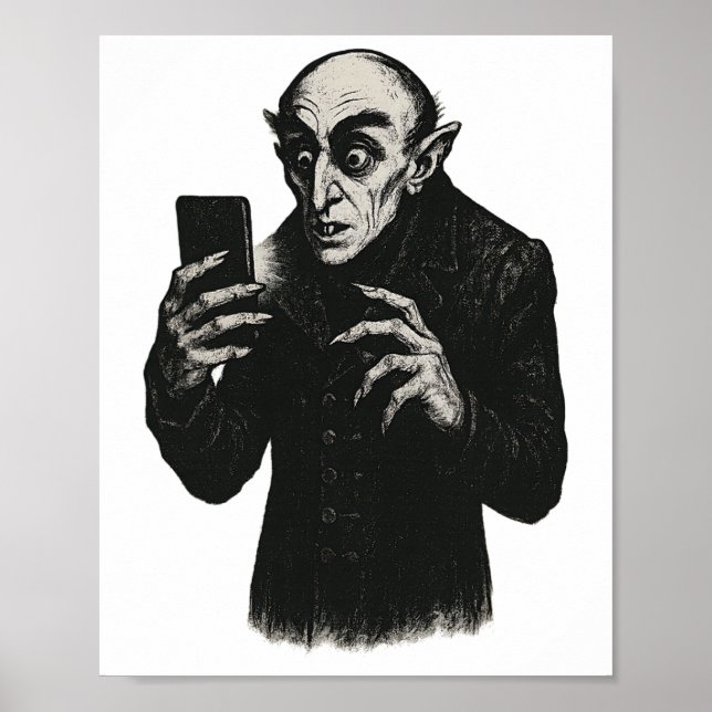 Vampire Smartphone Nosferatu Selfie Count Orlok Ha Poster (Framsidan)