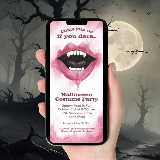Vampire Smile Halloween Inbjudningar (Vampire Smile Halloween Invitation - INSTANT DOWNLOAD and/or printed)