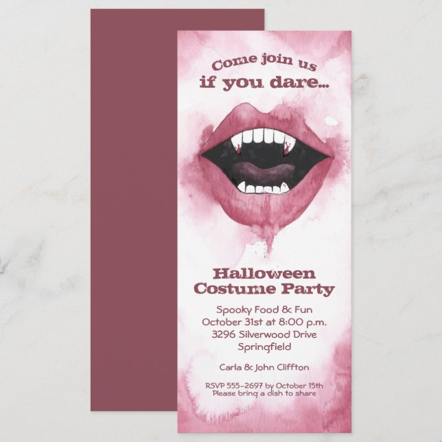 Vampire Smile Halloween Inbjudningar (Fram/baksida)