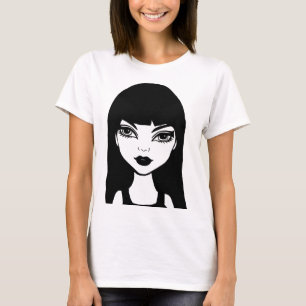 Vampire Tecknad Girl Original Art Teckning T Shirt
