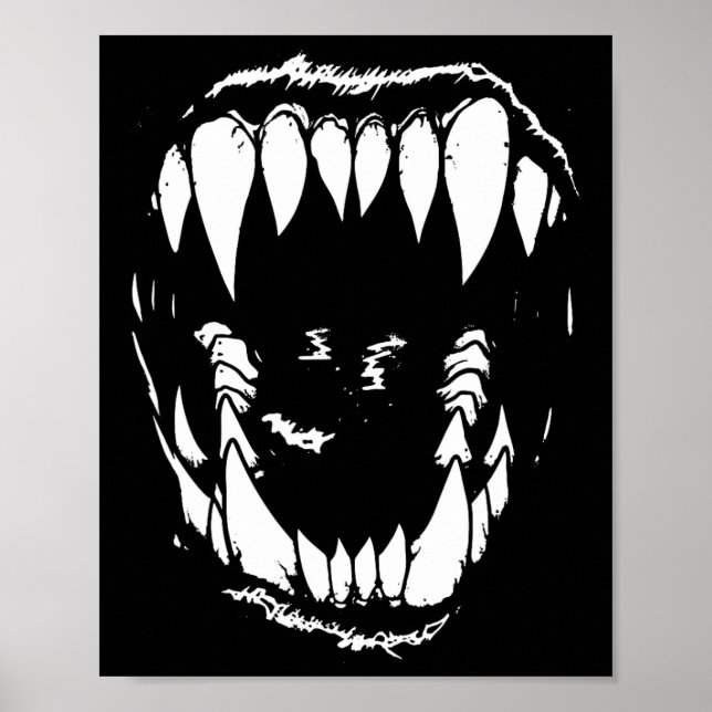 Vampire Teeth Fangs Gothic Horror Halloween Grunge Poster (Framsidan)