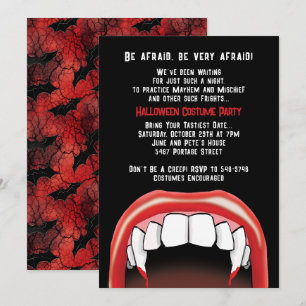 Vampire Teeth Halloween Red Blood Costume Party Inbjudningar