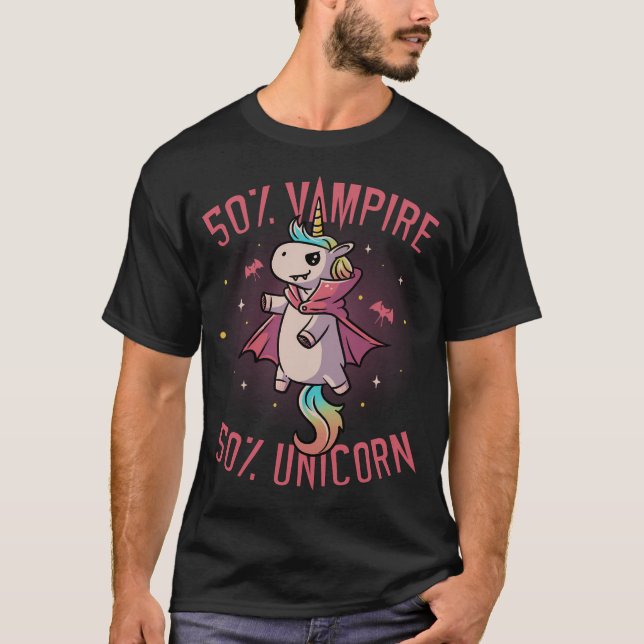 Vampire Unicorn Funny Cute Spooky T Shirt (Framsida)