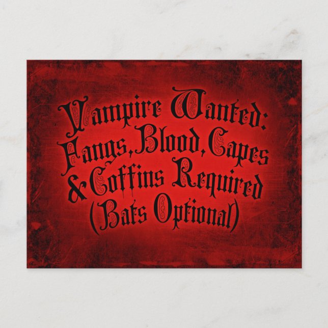 Vampire Wanted Vykort (Framsida)