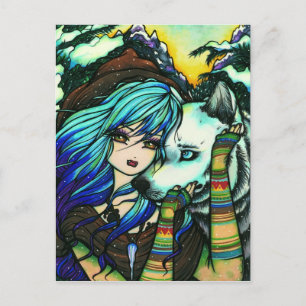Vampire Werevarv Snö Fantasy Fairy Art Postcard Vykort