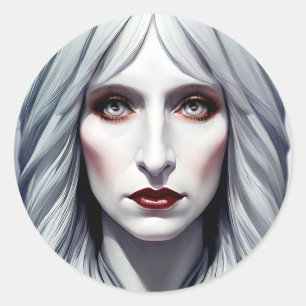 Vampire Witch Woman Fantasy Mörk art Runt Klistermärke