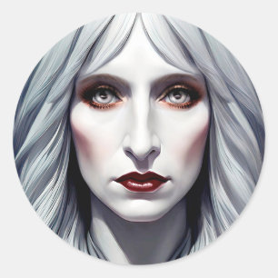 Vampire Witch Woman Fantasy Mörk art Runt Klistermärke
