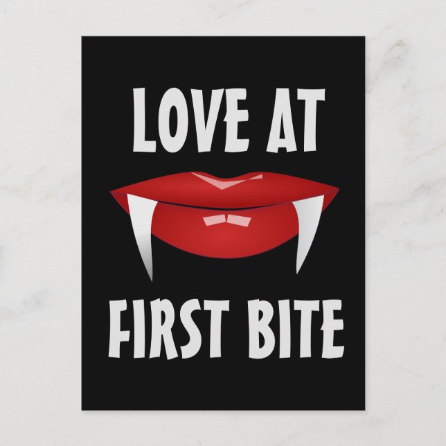 VAMPIRE WOMAN RED LÄPPAR KÄRLEK FÖRSTA BITAN VYKORT (Framsida)