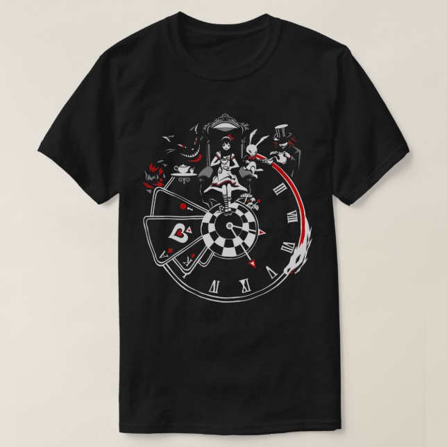 VampireFreaks Alice i Wonderland Clock Premium T Shirt (Design framsida)