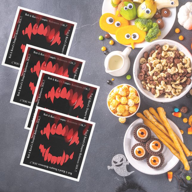 Vampires Bita Halloween fest Pappersservett (Vampires Bite Halloween Party Napkins)