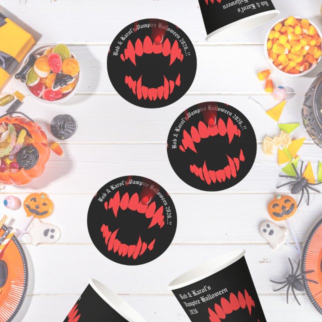 Vampires Bita Halloween fest Underlägg Papper Rund (Vampires Bite Halloween Party Round Paper Coaster)