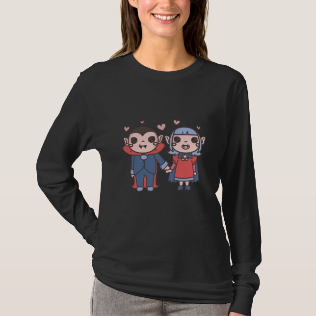 Vampires Couple Halloween T Shirt (Framsida)
