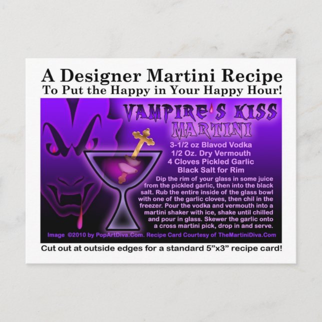 Vampires Kiss Martini Recipe-vykort Vykort (Framsida)