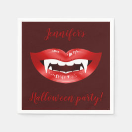 Vampirmun Personlig Halloweenfest Text Pappersservett