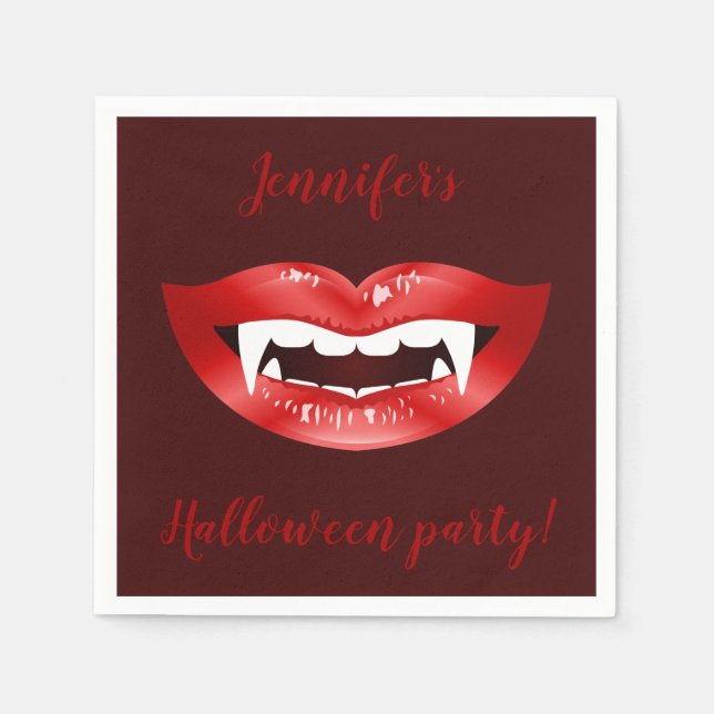 Vampirmun Personlig Halloweenfest Text Pappersservett (Framsidan)