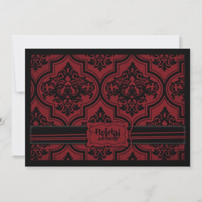 Vampre Bride Goth Red Damask Möhippa Inbjudningar (Framsida)
