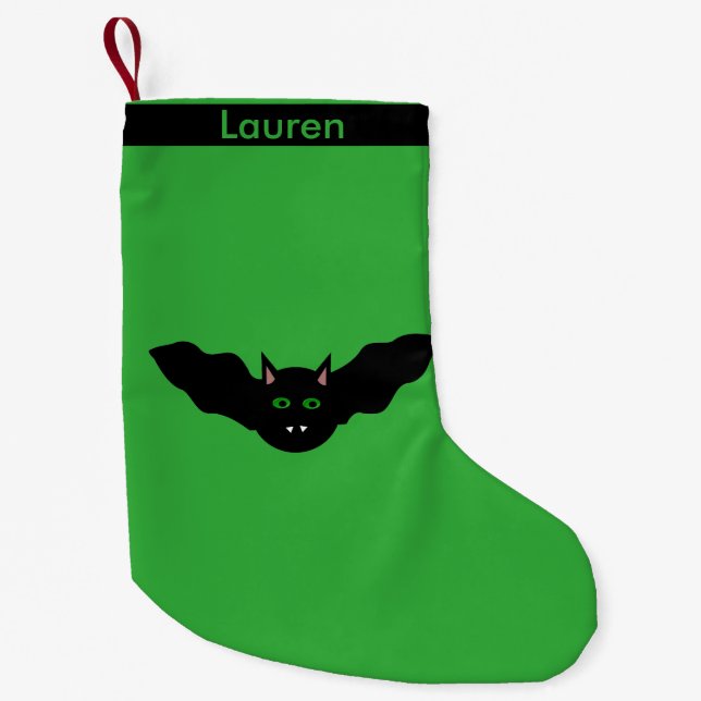 Vampre Cat Faced Fladdermus Halloween Anpassningsb Liten Julstrumpa (Framsidan)