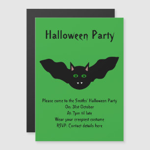 Vampre Cat Faced Fladdermus Halloween fest Inbjudn Magnetisk Inbjudningskort