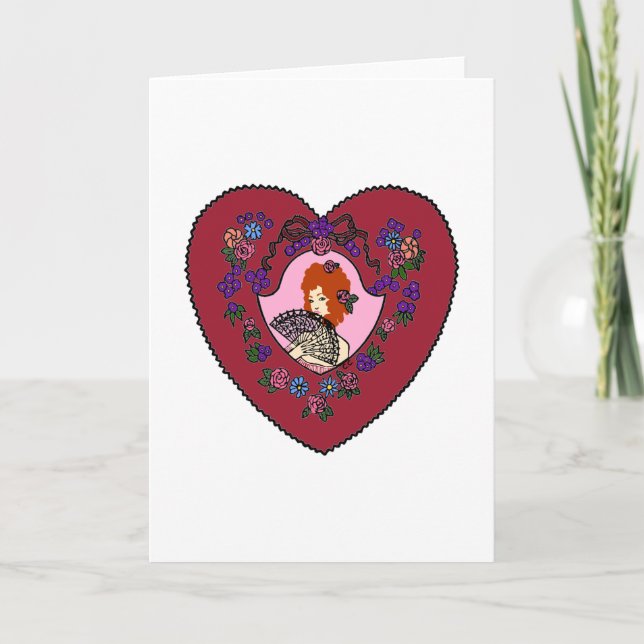 Vampre Dam Valentine Rödhårig Helgkort (Framsida)