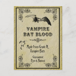 Vampre Fladdermus Blood Halloween-receptkort Vykort