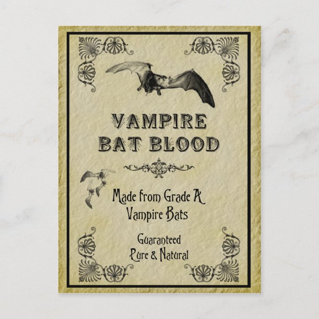 Vampre Fladdermus Blood Halloween-receptkort Vykort (Framsida)
