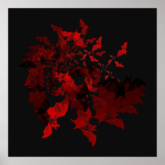 Vampre Fladdermus Red Poster