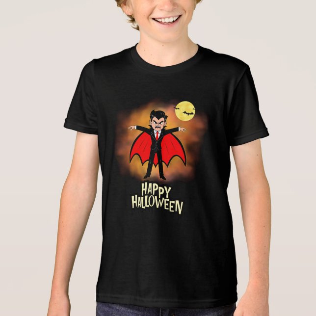 Vampre Happy halloween t-kort T Shirt (Framsida)