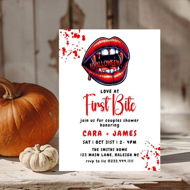 Vampre Red Läppar Halloween Par Shower Inbjudningar (Skapare uppladdad)