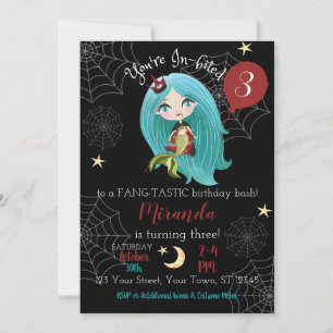 Vampre Sjöjungfru Halloween Birthday-inbjudan Inbjudningar