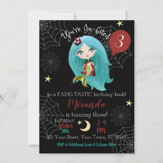 Vampre Sjöjungfru Halloween Birthday-inbjudan Inbjudningar
