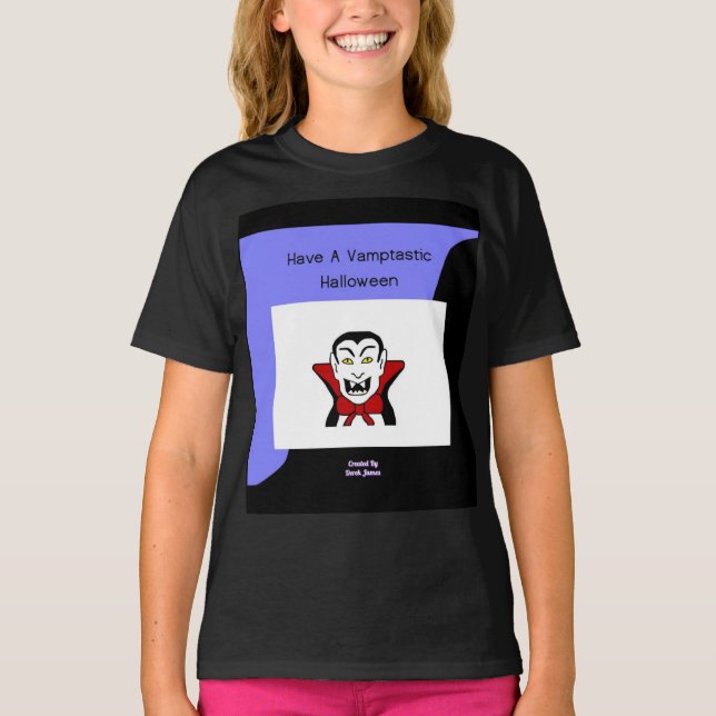 Vamptastic Halloween Girls Black Basic T Shirt (Framsida)
