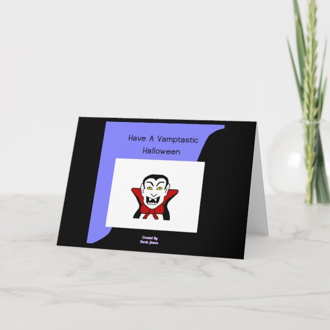 Vamptastiskt hälsningskort för Halloween-Vågrät Kort (Framsida)