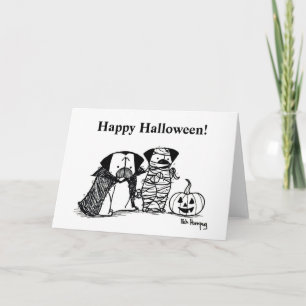 Vampug och Mummy Pug Halloween Card Kort